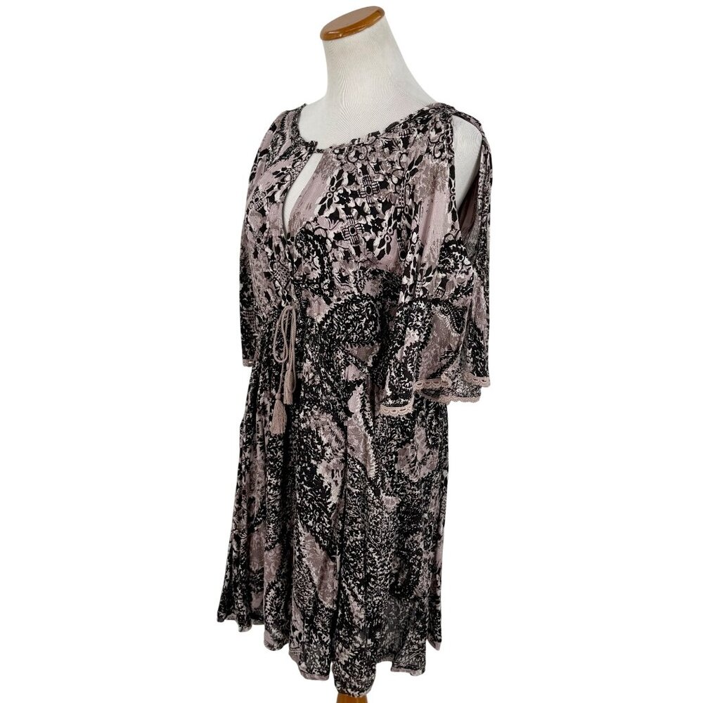 NWT Free People Crochet Lace Trim Cold Shoulder Mini Dress | Boho Coquette Fairy - Picture 6 of 16